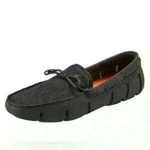 Swims Mens Braided Lace Lux Loafer Driver in black Size 10